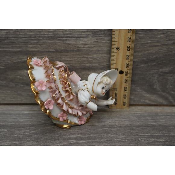 Vintage Geo Z Lefton Collectible Decoration Pink Bloomer Girl Porcelain KW1412 - Picture 2 of 12